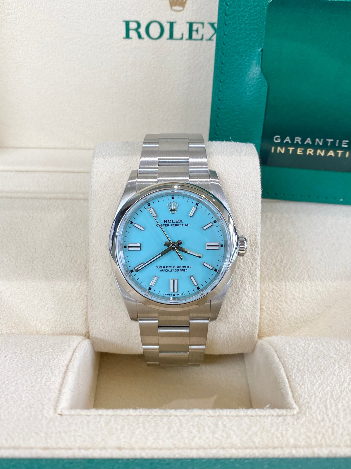 Rolex Oyster Perpetual 36 126000 Turquoise Blue Dial Watch