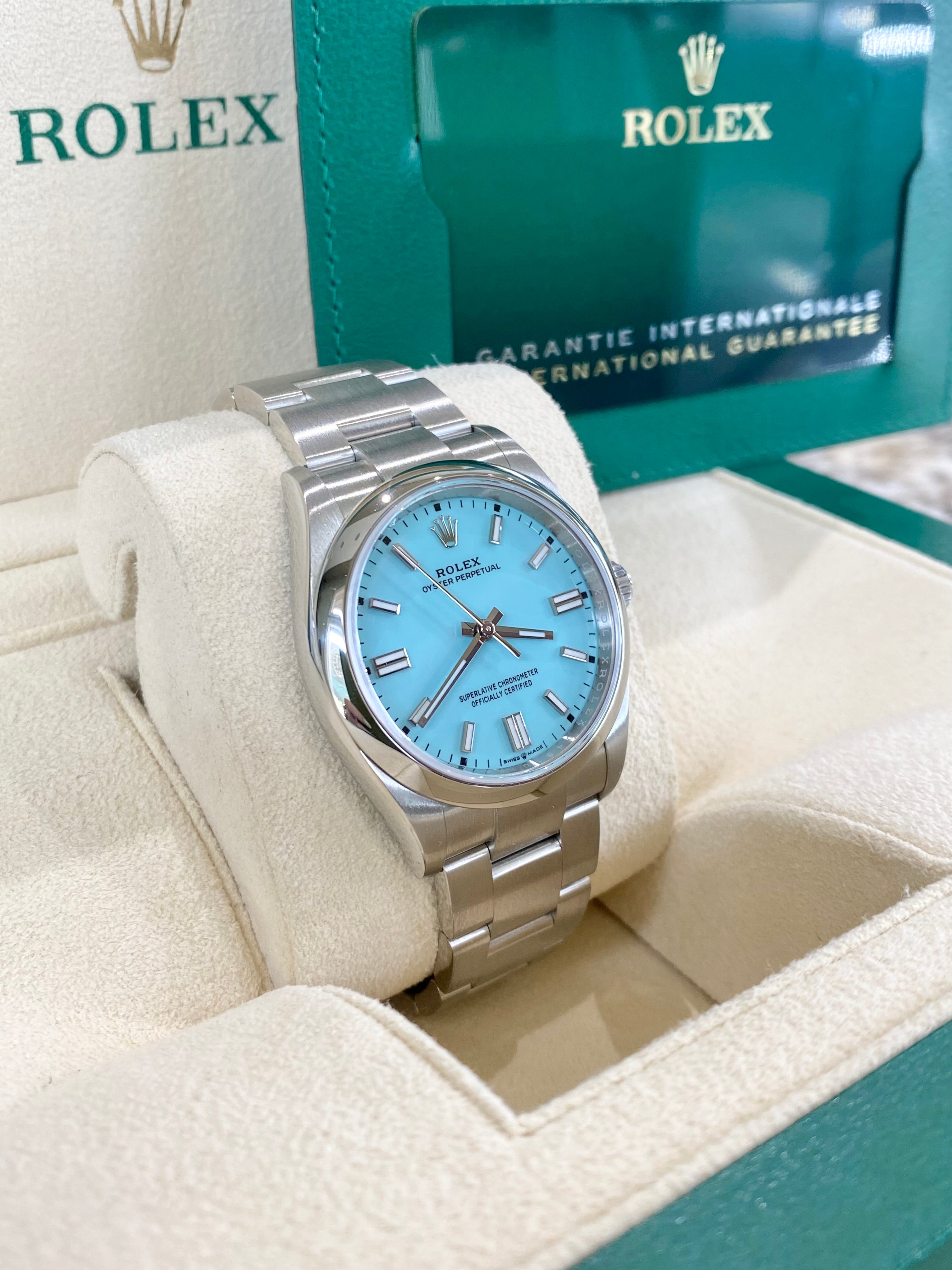 Rolex Oyster Perpetual 36 126000 Turquoise Blue Dial Watch