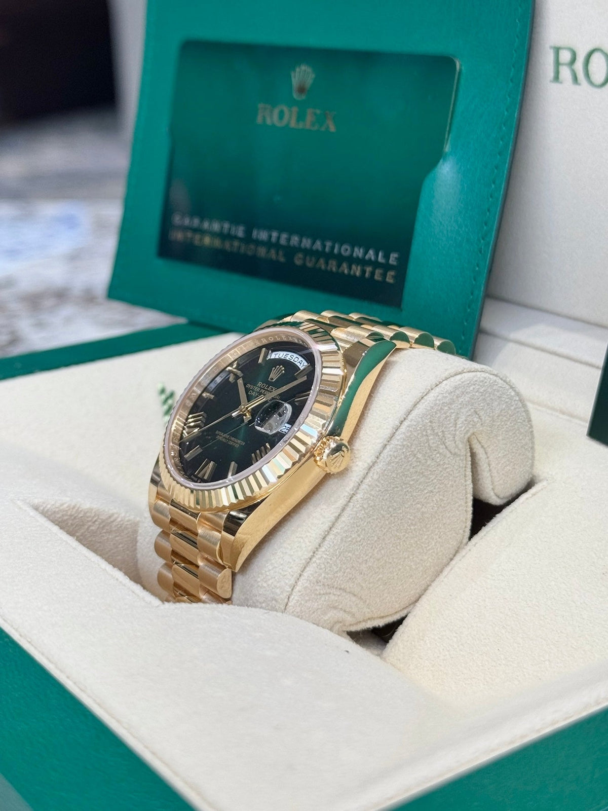 Rolex Day-Date 40 228238 Green Ombre Dial Watch