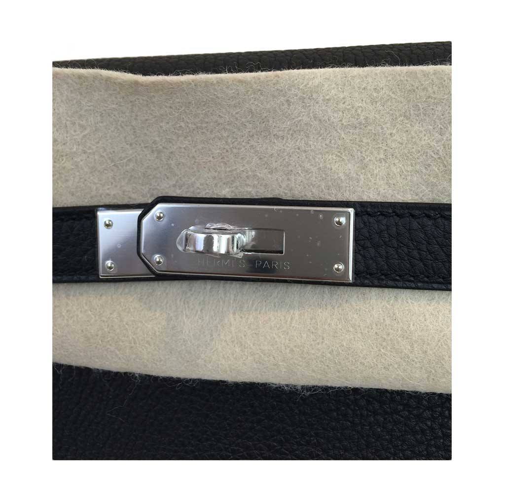 Hermes Kelly 28 Black Togo Leather Palladium Hardware