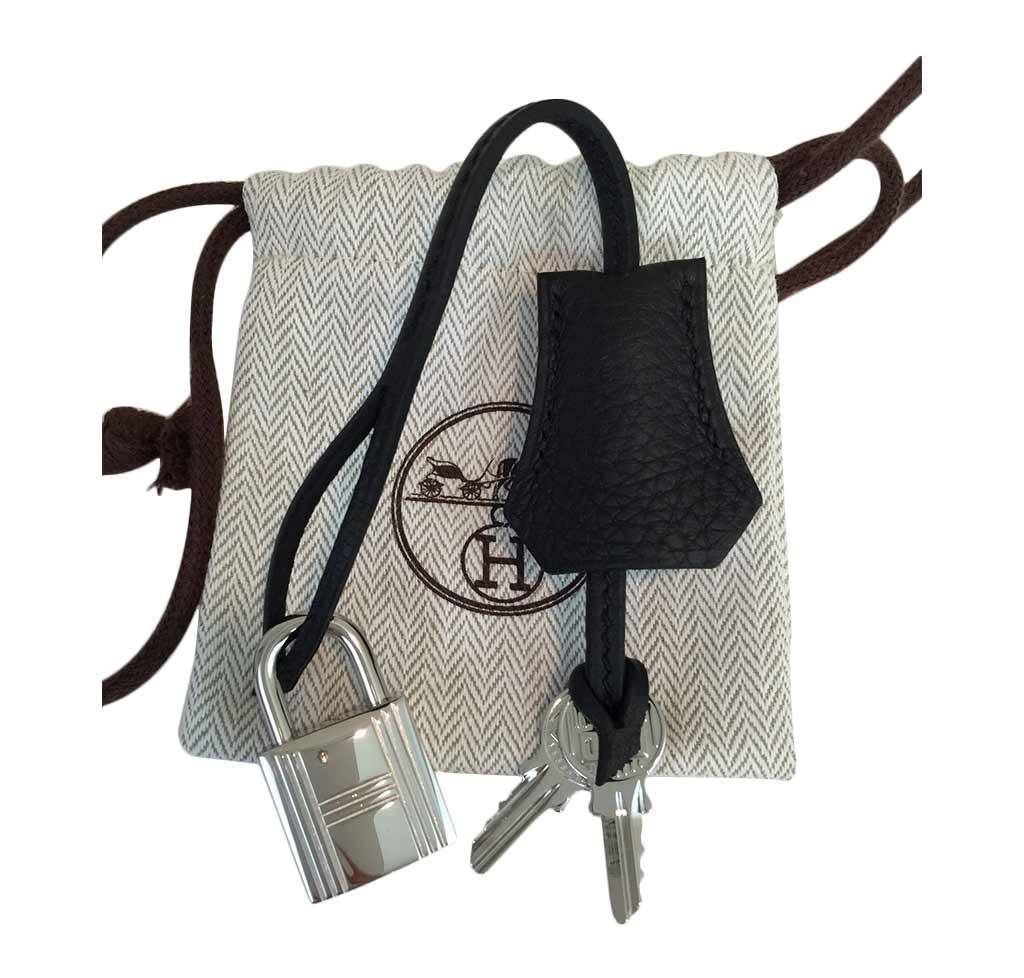 Hermes Kelly 28 Black Togo Leather Palladium Hardware