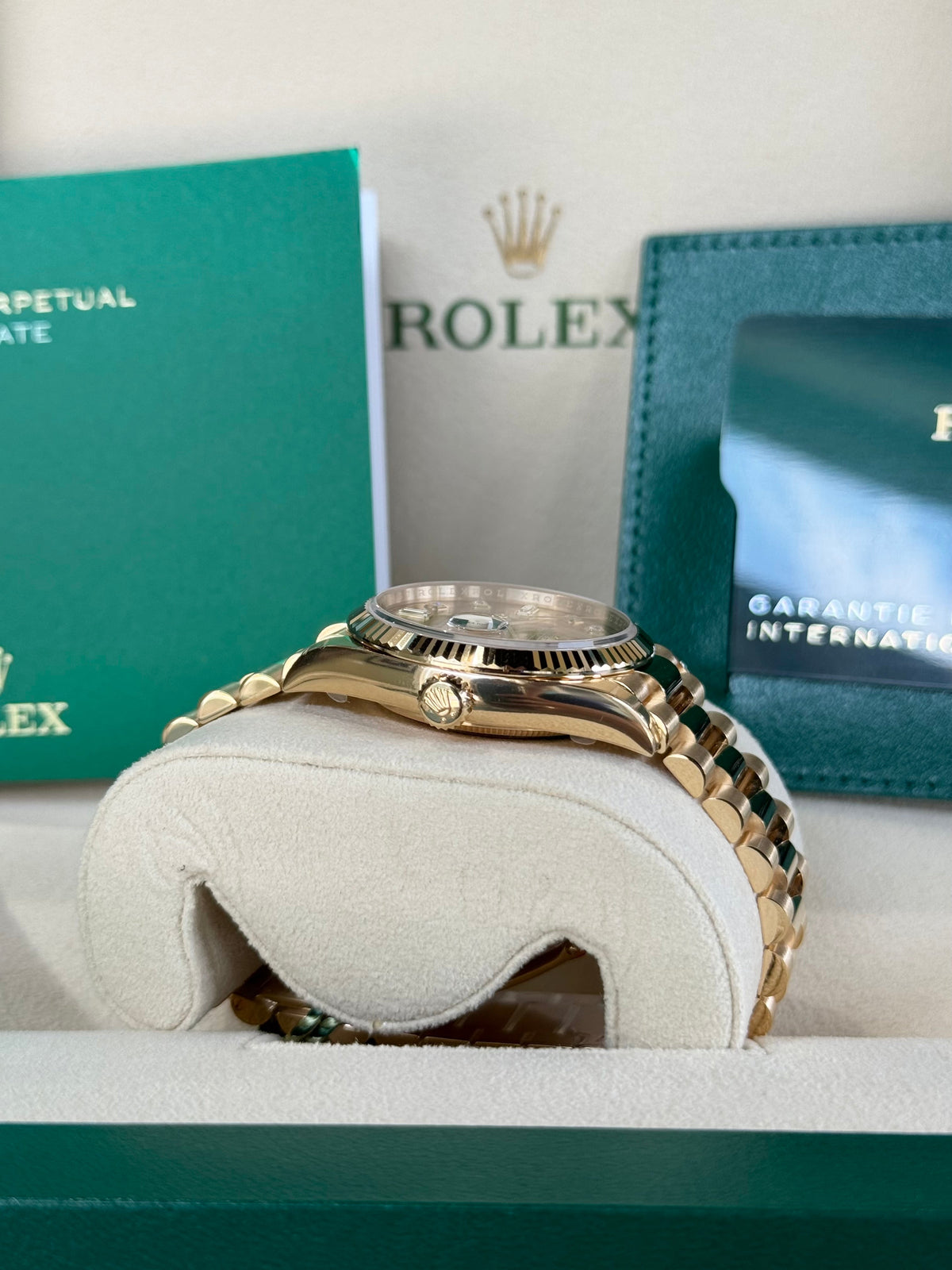 Rolex Day-Date 36 128238 Champagne Diamond Dial Watch