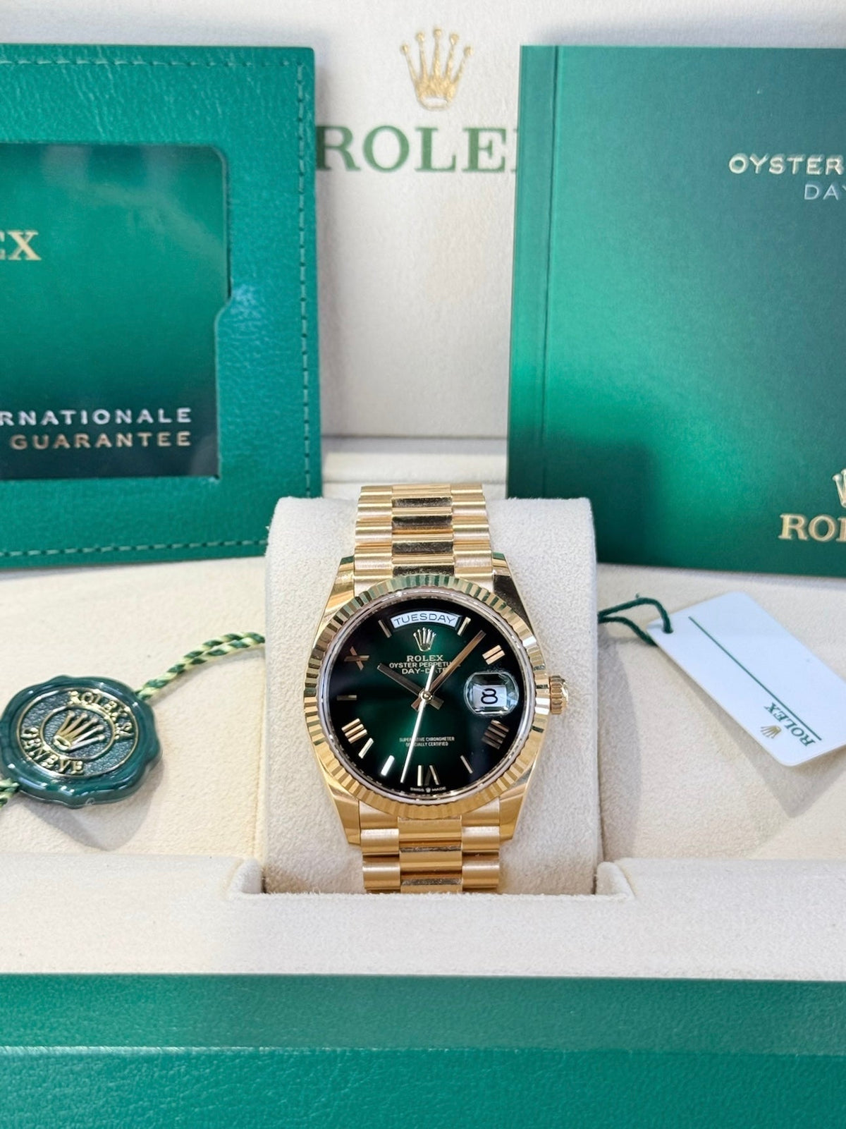 Rolex Day-Date 36 128238 Green Ombre Dial Watch