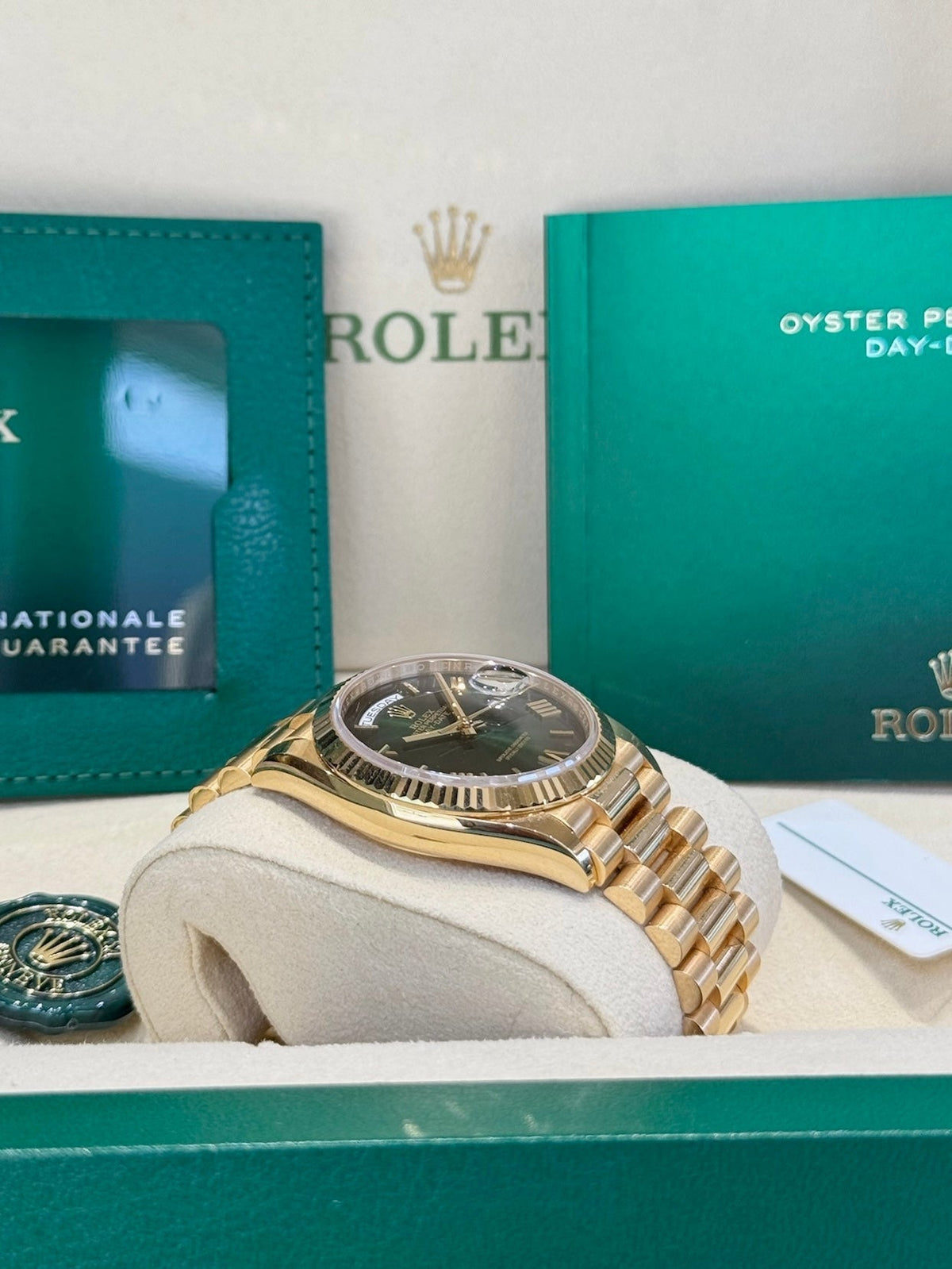 Rolex Day-Date 36 128238 Green Ombre Dial Watch
