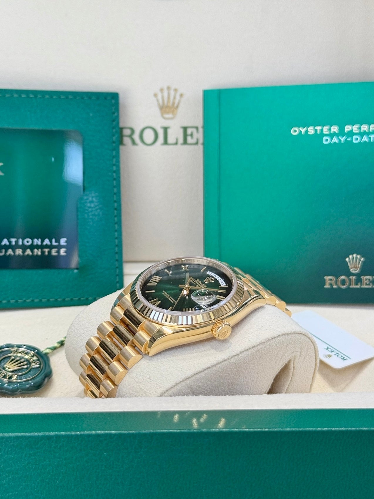Rolex Day-Date 36 128238 Green Ombre Dial Watch
