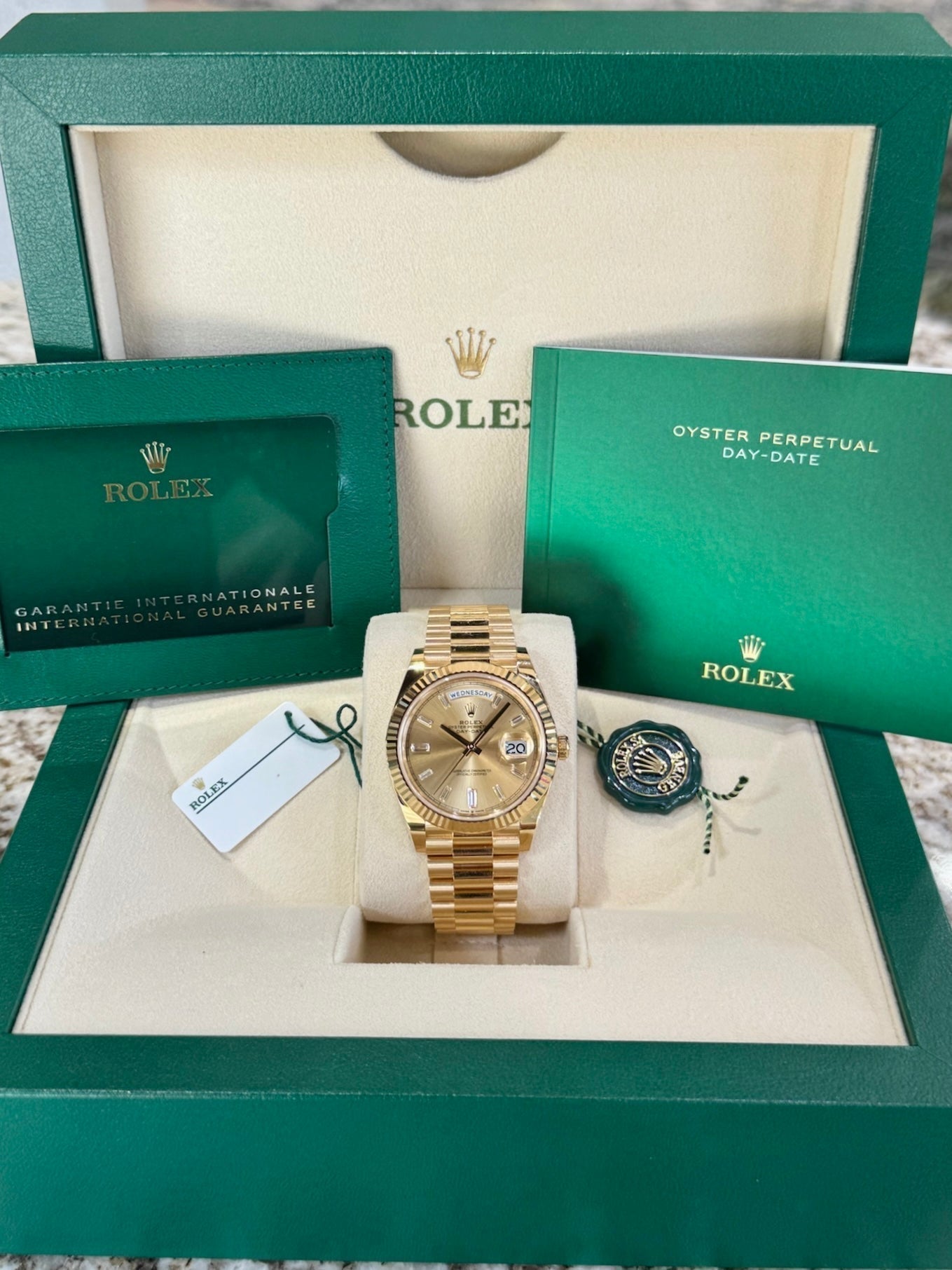 Rolex Day-Date 40 228238 Champagne Diamond Dial Watch