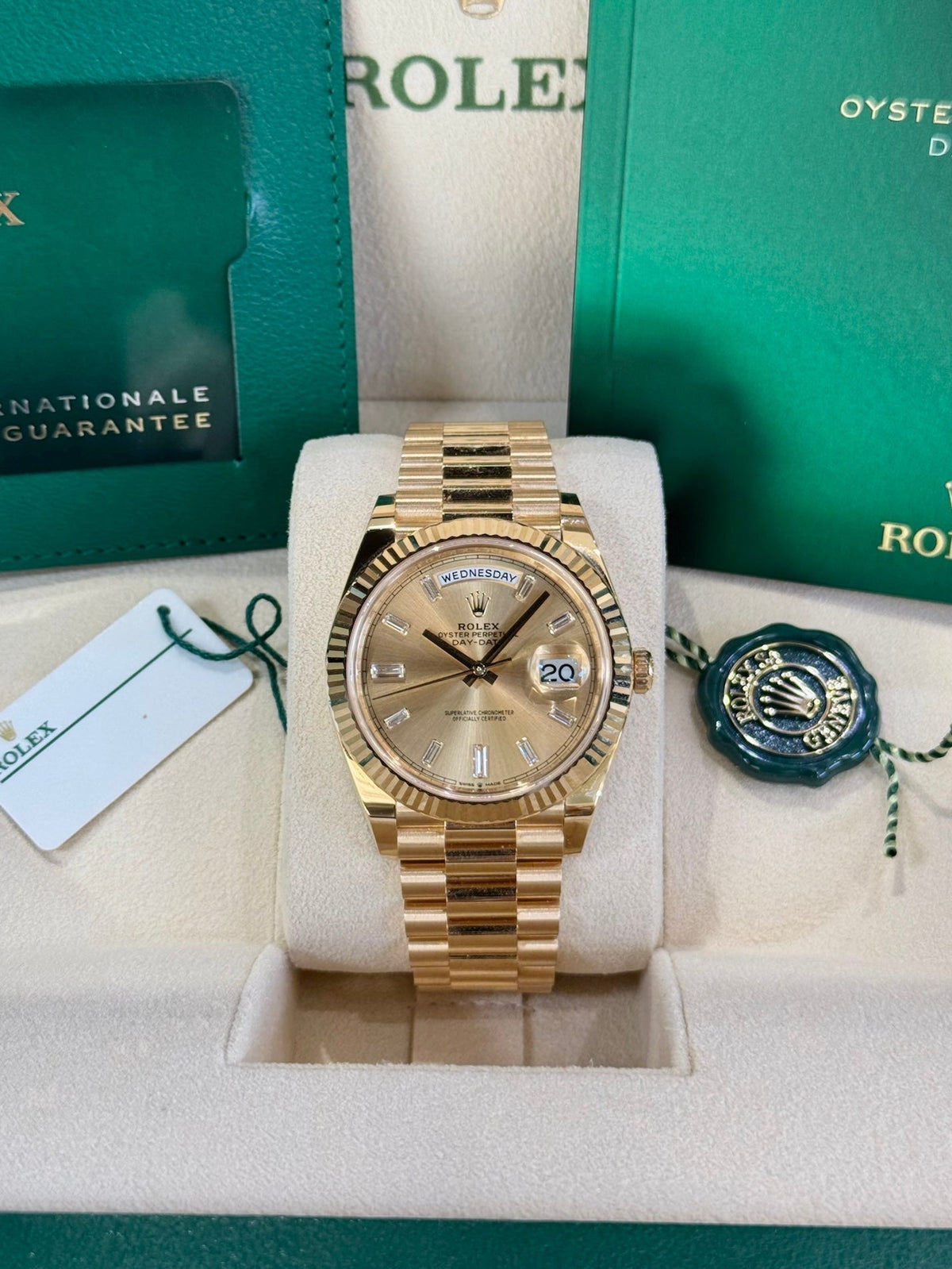 Rolex Day-Date 40 228238 Champagne Diamond Dial Watch