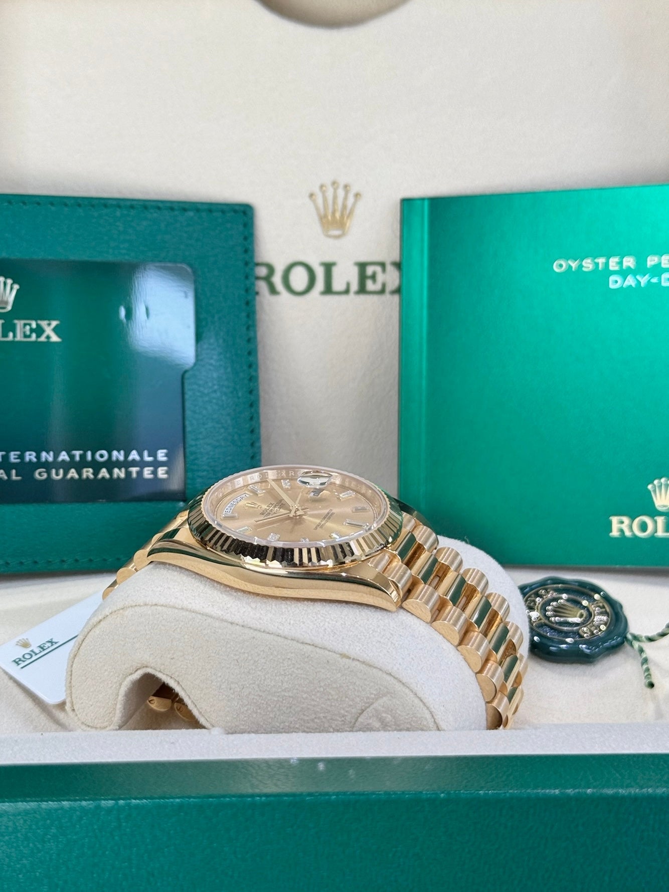 Rolex Day-Date 40 228238 Champagne Diamond Dial Watch