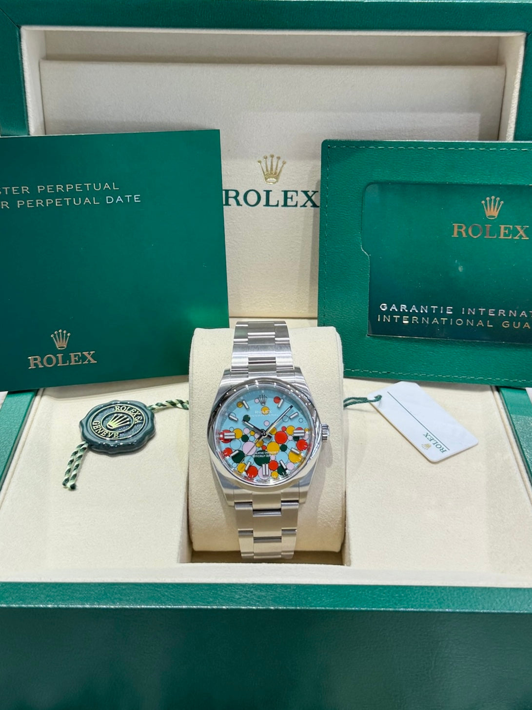 Rolex Oyster Perpetual 36 126000 Turquoise Celebration Dial Watch