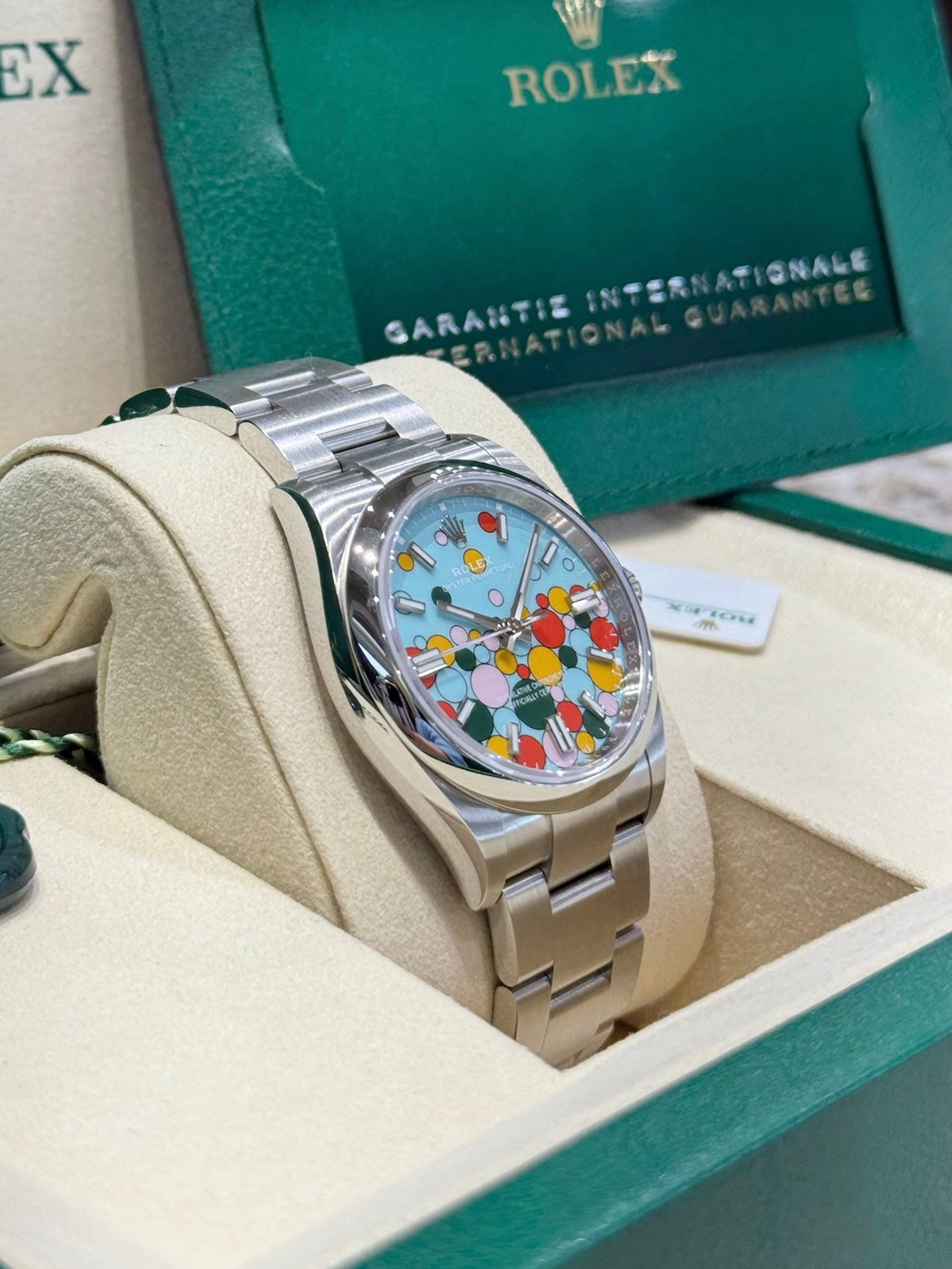 Rolex Oyster Perpetual 36 126000 Turquoise Celebration Dial Watch