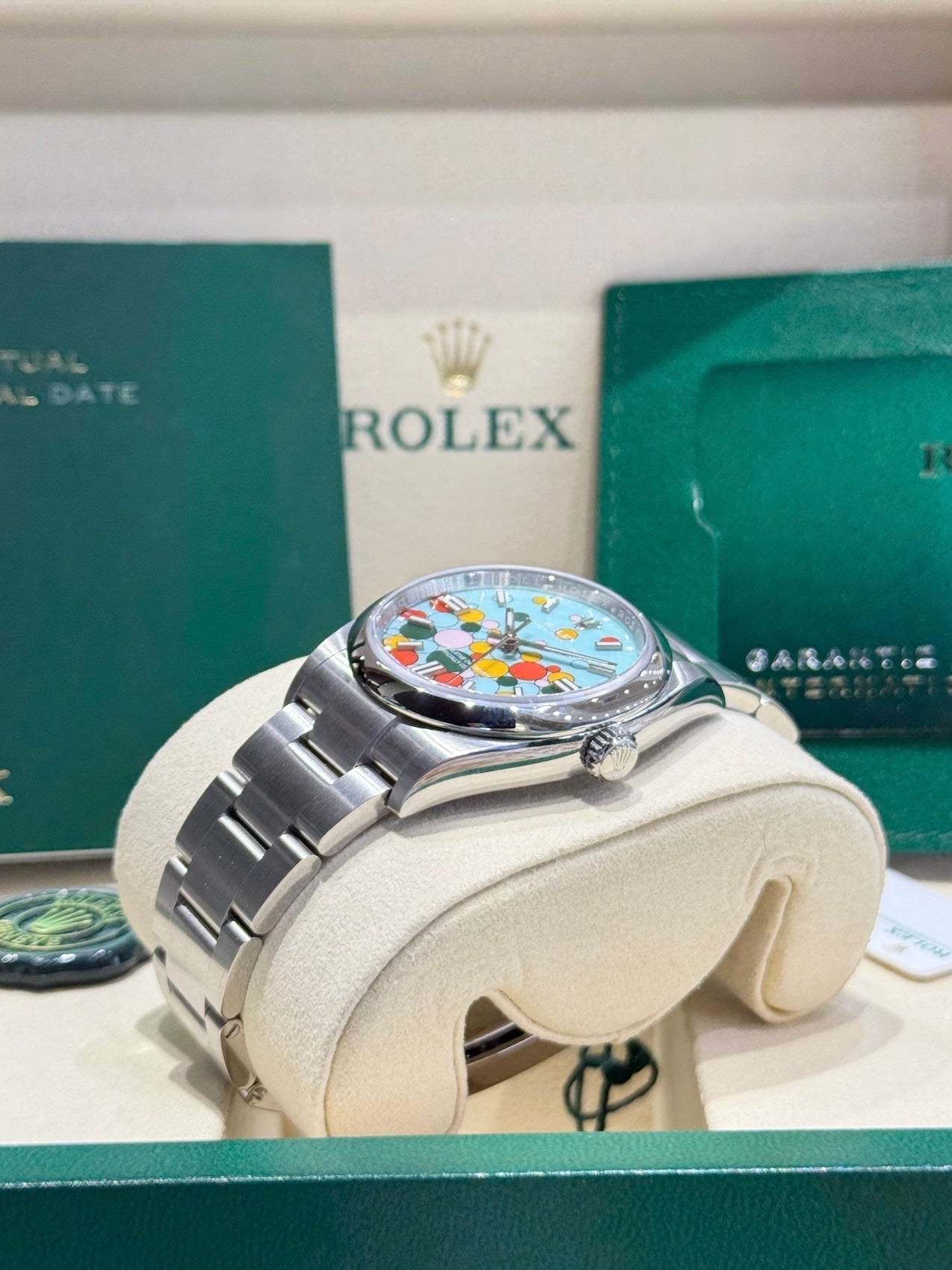 Rolex Oyster Perpetual 36 126000 Turquoise Celebration Dial Watch