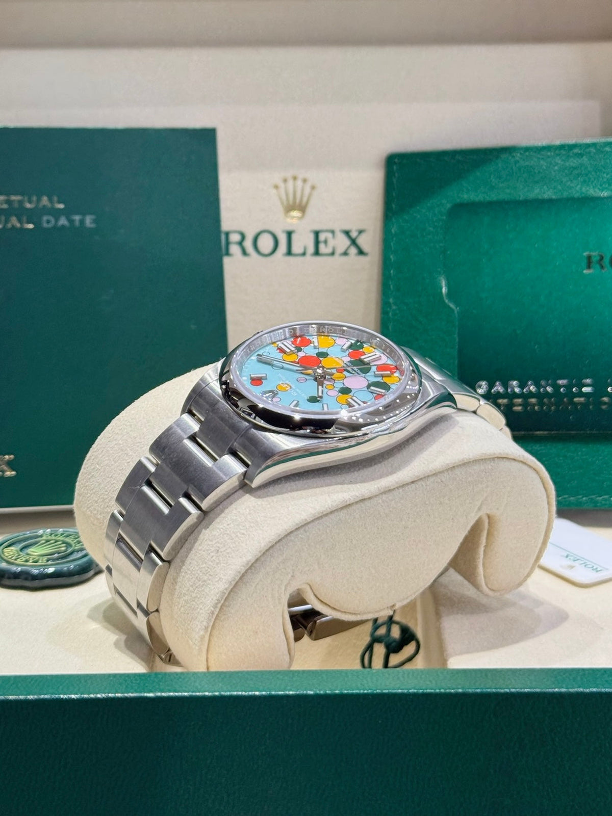 Rolex Oyster Perpetual 36 126000 Turquoise Celebration Dial Watch