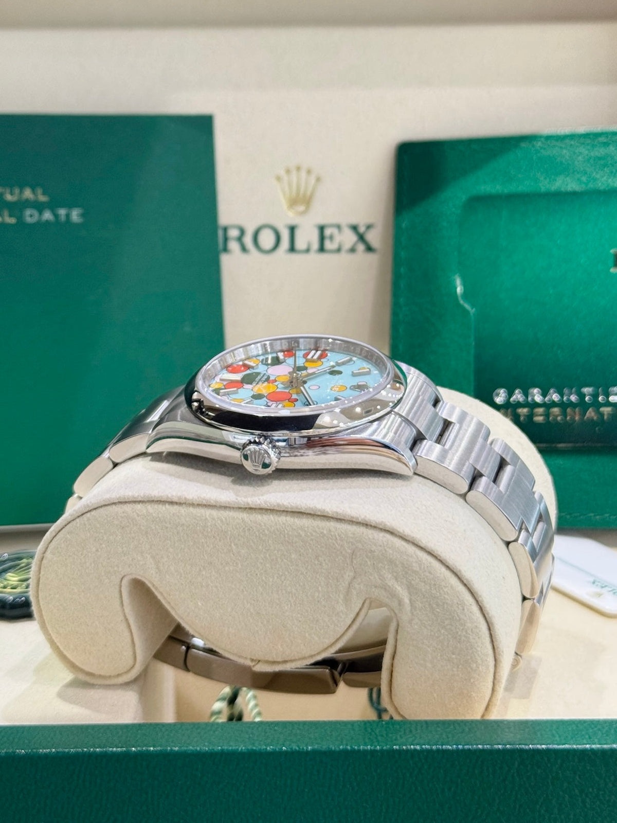 Rolex Oyster Perpetual 36 126000 Turquoise Celebration Dial Watch