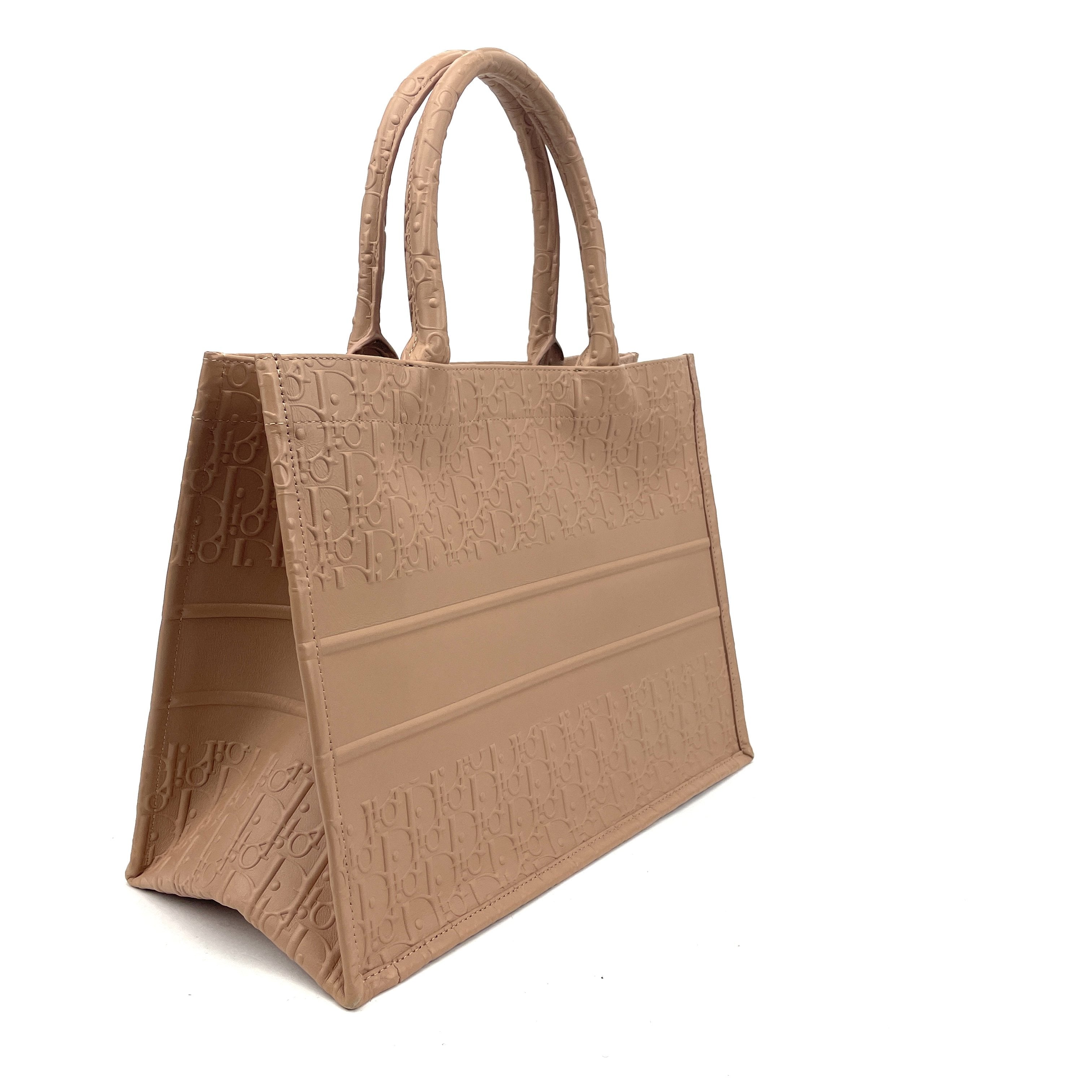 Dior Small Book Tote Beige Embossed Oblique Calfskin Leather