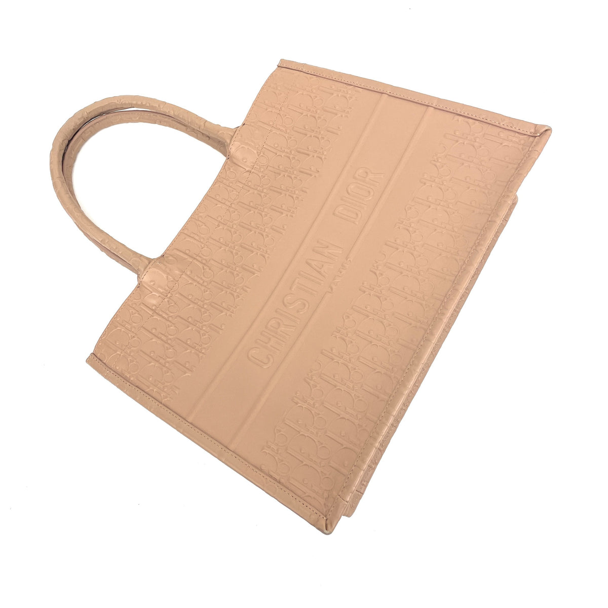 Dior Small Book Tote Beige Embossed Oblique Calfskin Leather