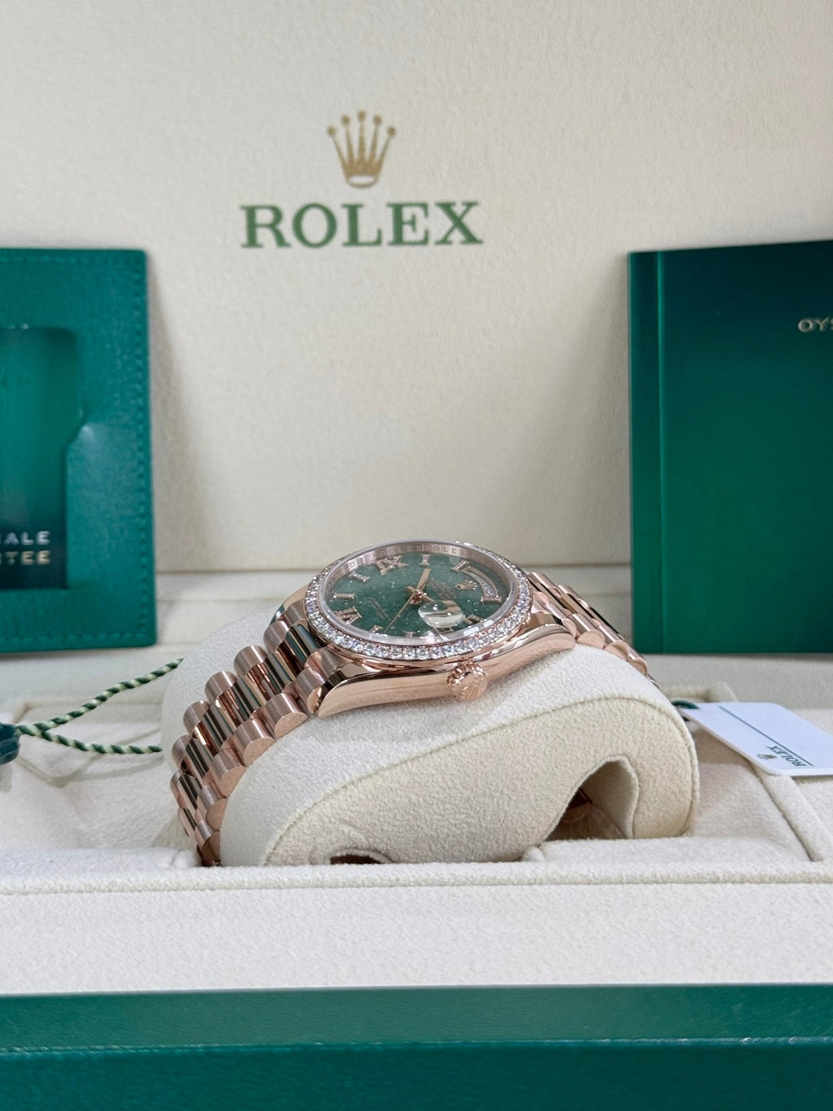 Rolex Day-Date 36 128345RBR Green Aventurine Dial Watch