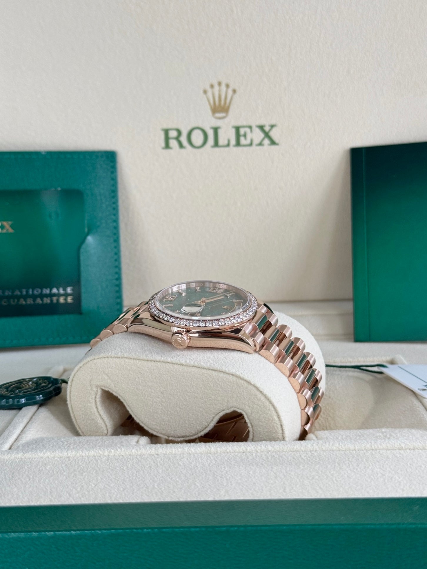 Rolex Day-Date 36 128345RBR Green Aventurine Dial Watch