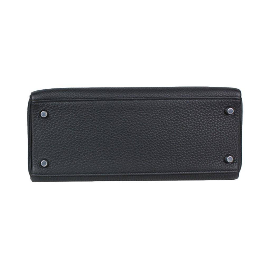 Hermes Kelly 28 Black Togo Leather Palladium Hardware