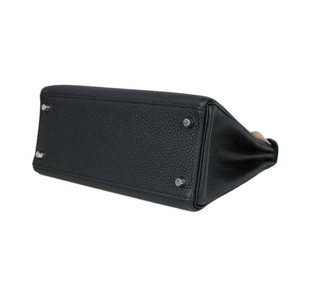 Hermes Kelly 28 Black Togo Leather Palladium Hardware