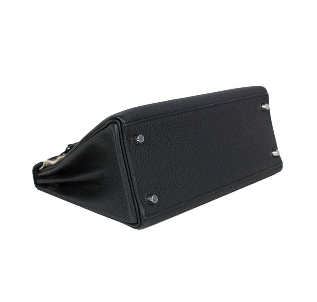 Hermes Kelly 28 Black Togo Leather Palladium Hardware