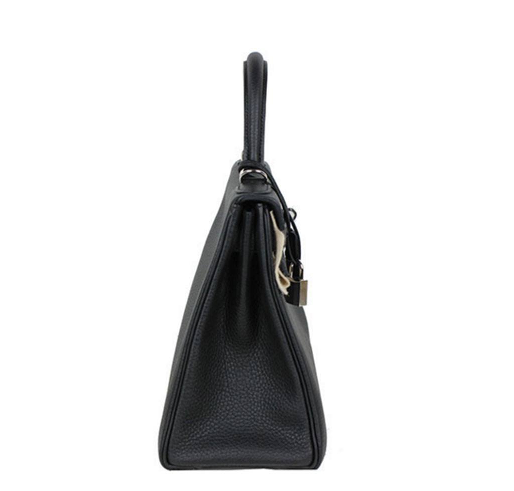 Hermes Kelly 28 Black Togo Leather Palladium Hardware