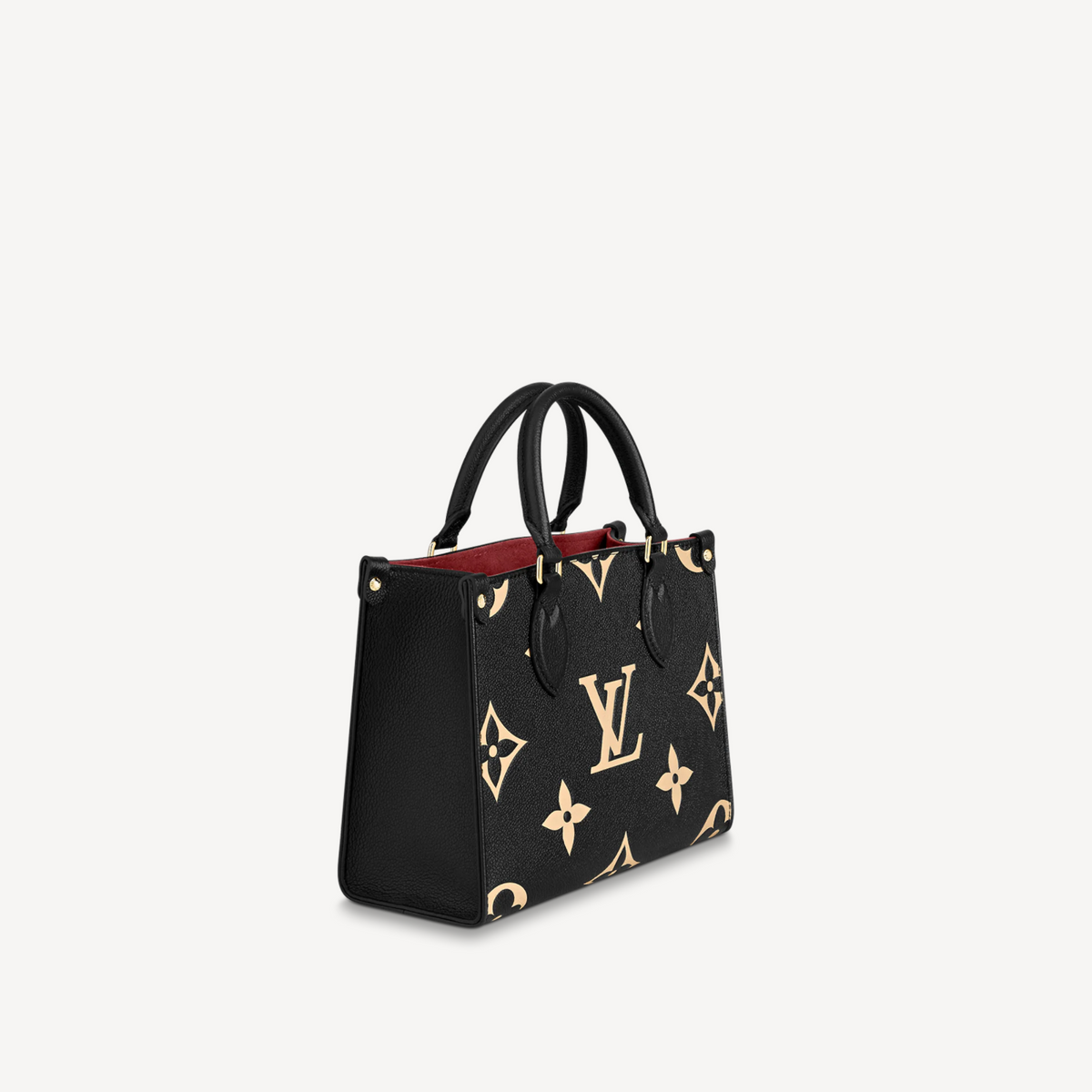 Louis Vuitton Black and Beige Embossed Grained Leather On-the-Go Tote Bag