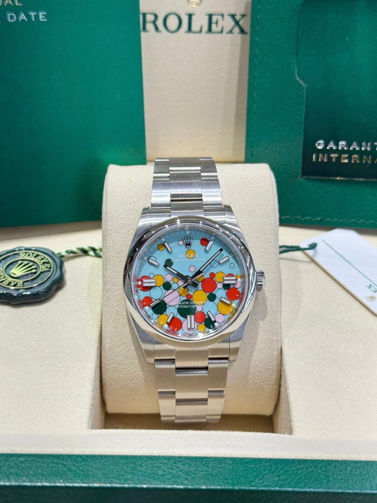 Rolex Oyster Perpetual 36 126000 Turquoise Celebration Dial Watch
