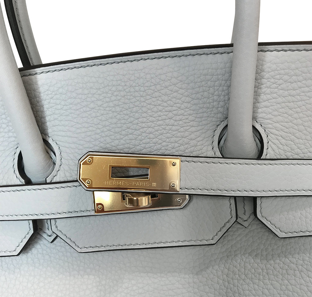 Hermes Birkin 35 Bleu Pale Clemence Leather Gold Hardware