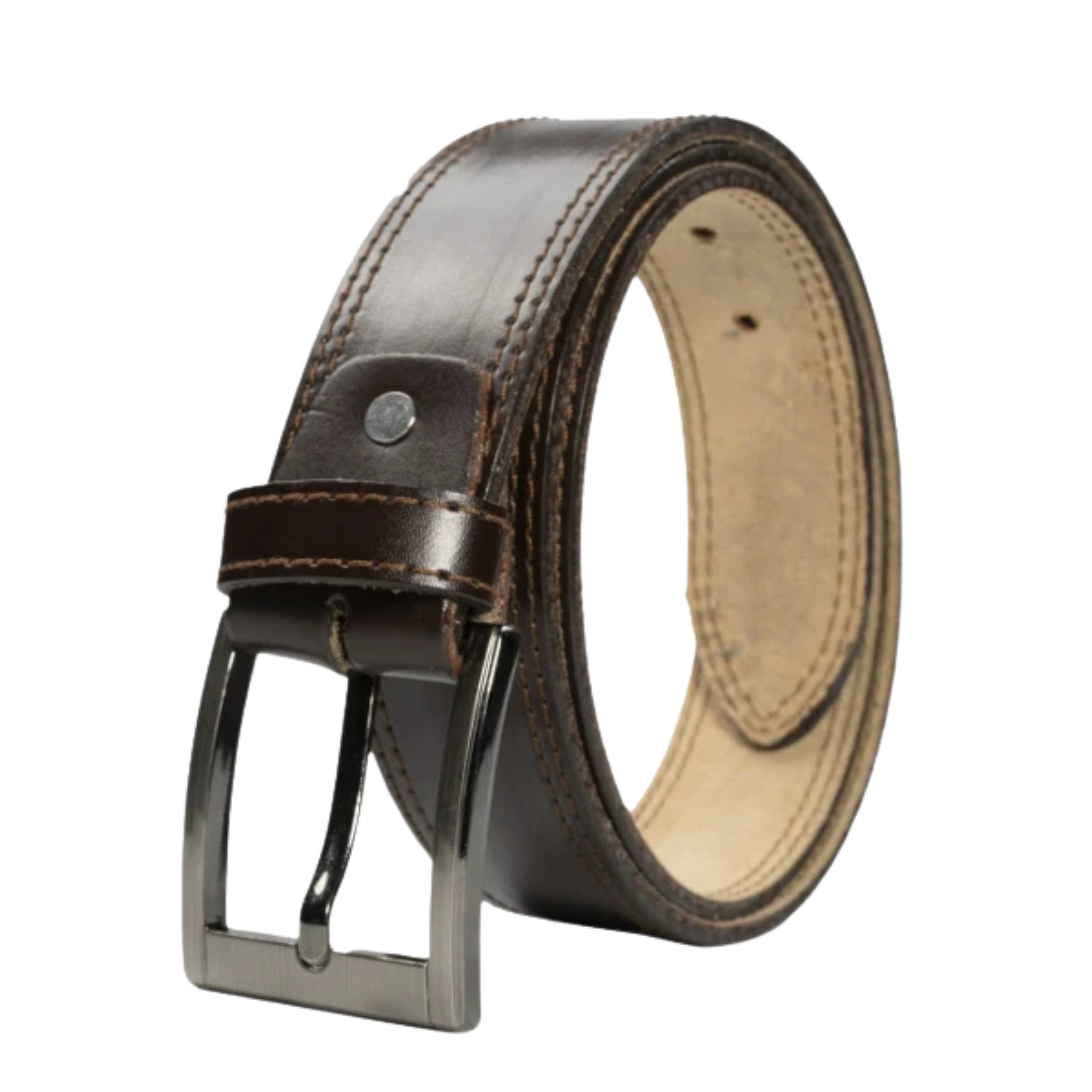 Velkado Mens Double Stitch Laminated Leather Belt