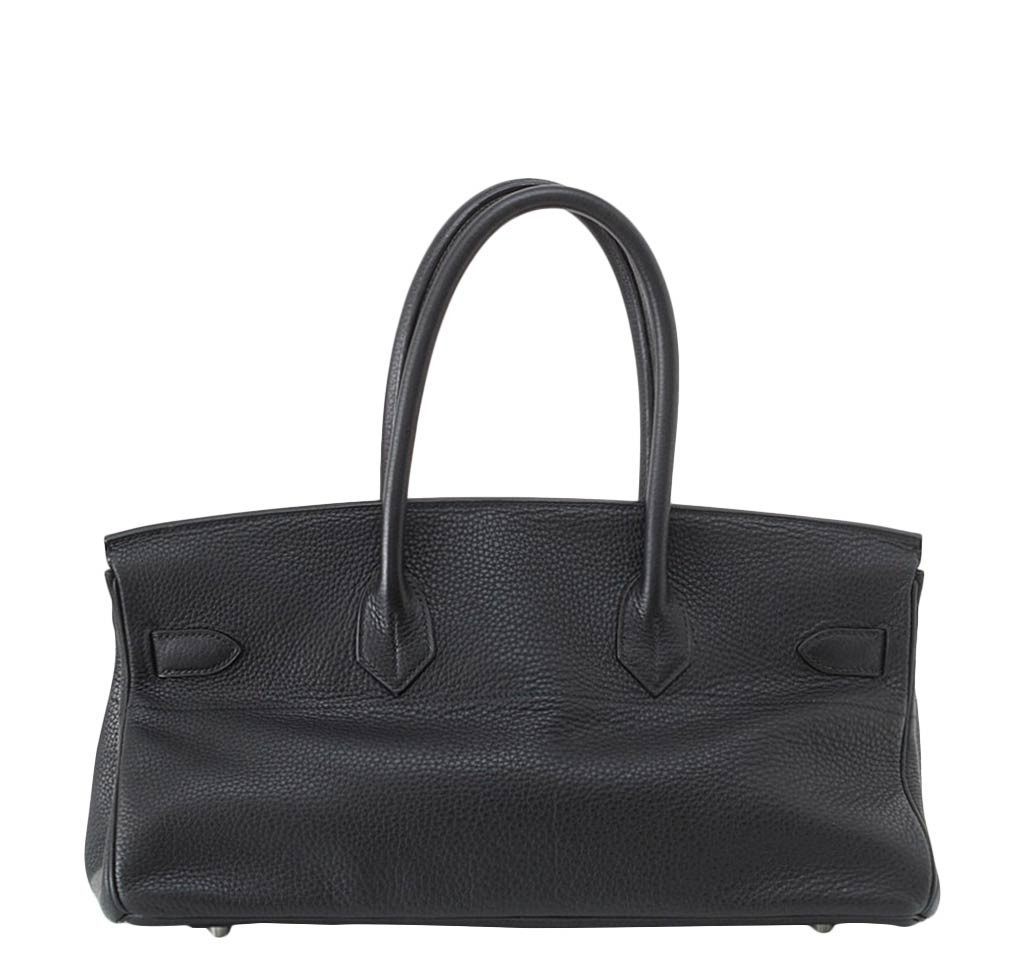Hermes Birkin JPG Shoulder Bag Black Clemence Leather Palladium Hardware