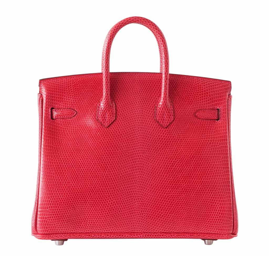 Hermes Birkin 25 Rouge Exotic Lizard Palladium Hardware