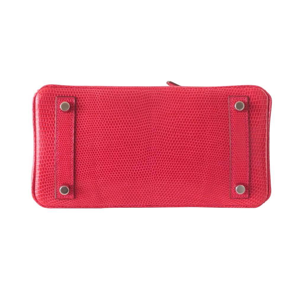 Hermes Birkin 25 Rouge Exotic Lizard Palladium Hardware