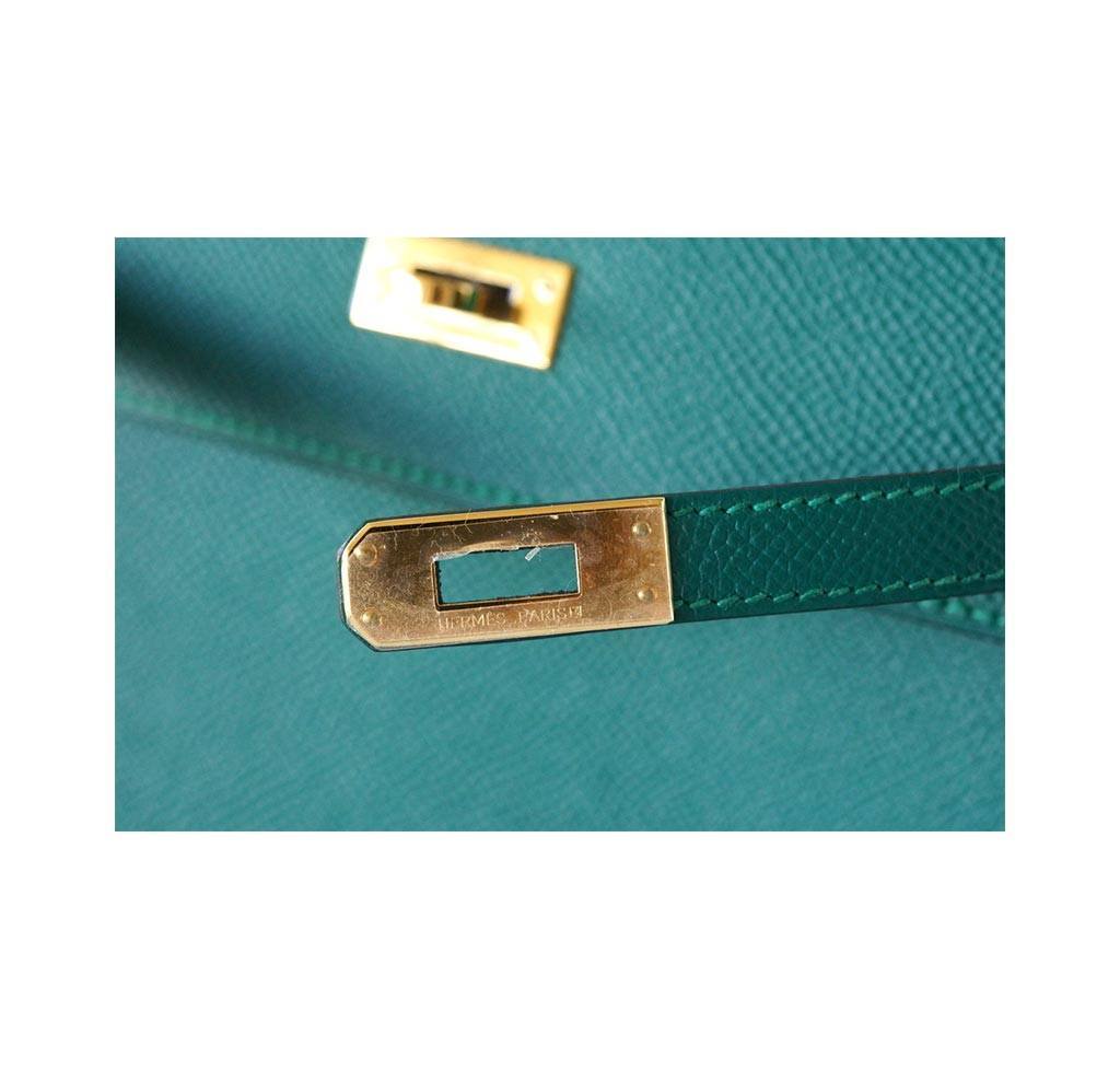 Hermes Kelly Sellier 28 Malachite Epsom Leather Gold Hardware