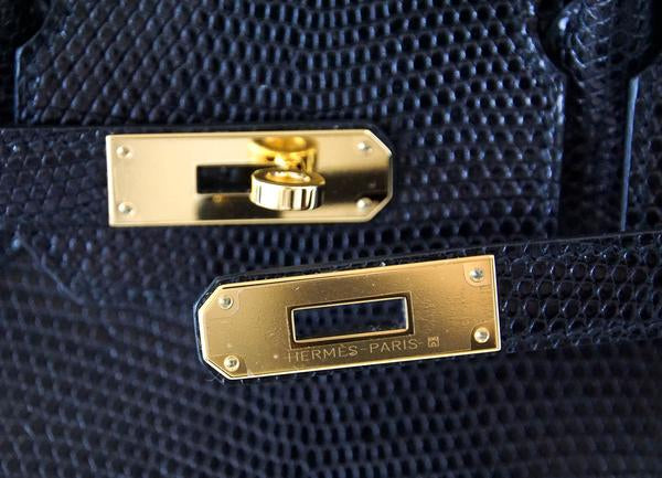 Hermès Birkin 30 Bag Noir Lizard GHW