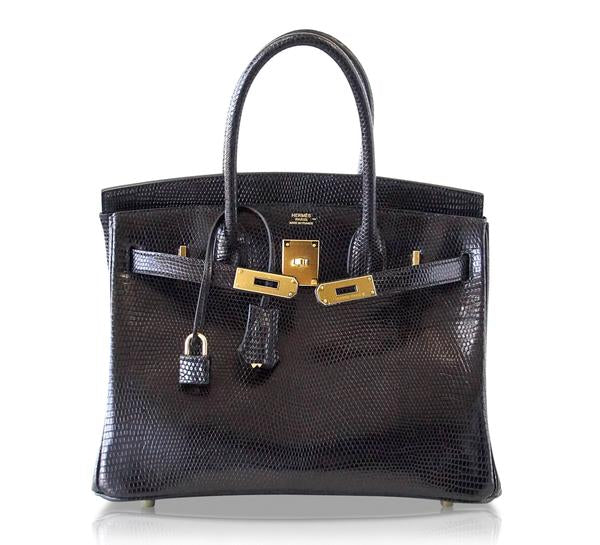 Hermès Birkin 30 Bag Noir Lizard GHW