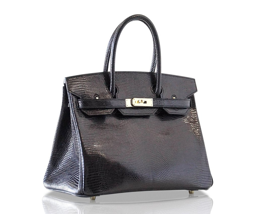 Hermès Birkin 30 Bag Noir Lizard GHW