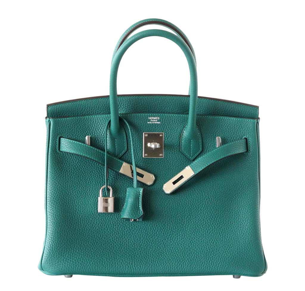 Hermes Birkin 30 Malachite Clemence Leather Palladium Hardware