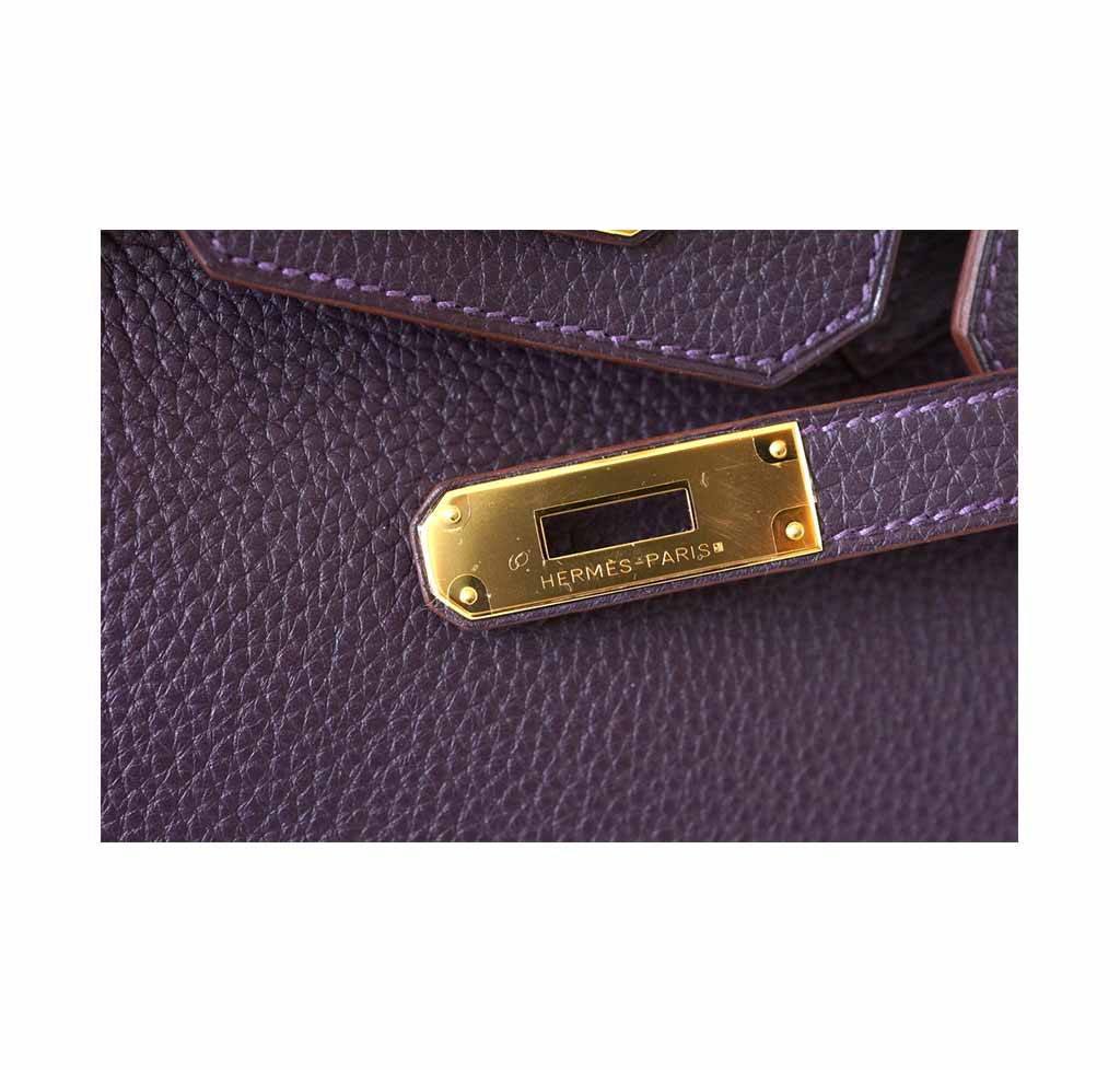 Hermes Birkin 30 Raisin Togo Leather Gold Hardware