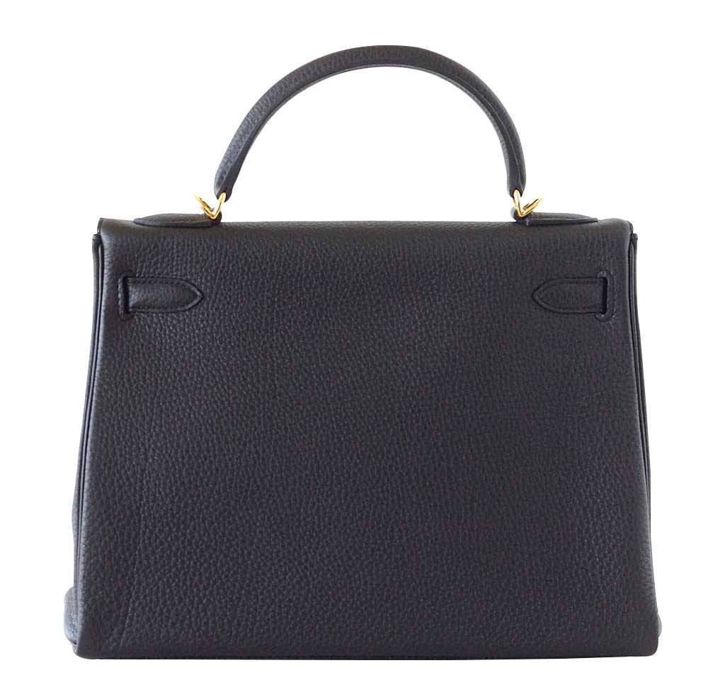 Hermes Kelly 32 Black Togo Leather Gold Hardware