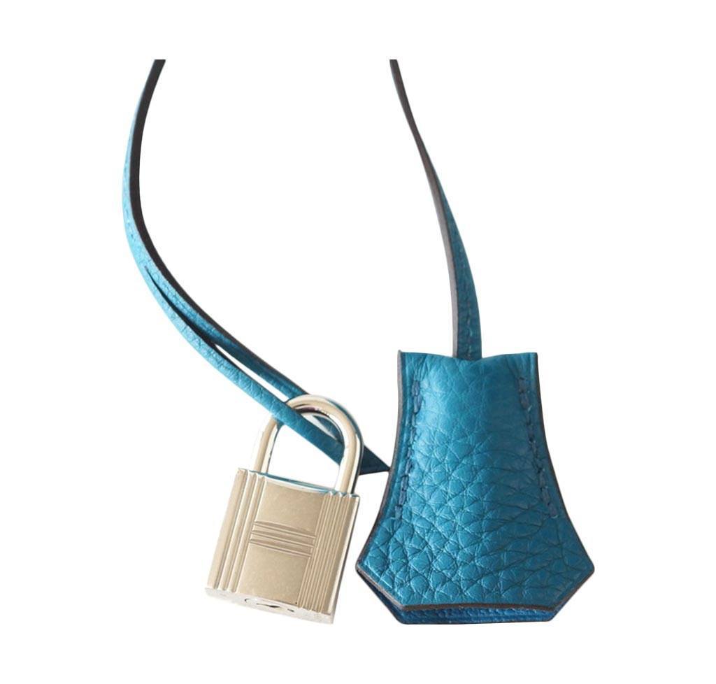 Hermes Kelly Mou 32 Blue Izmir Togo Leather Palladium Hardware