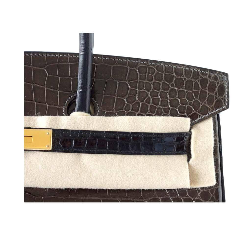 Hermes Birkin 35 Bi-Color Porosus Crocodile Special Order Gold Hardware