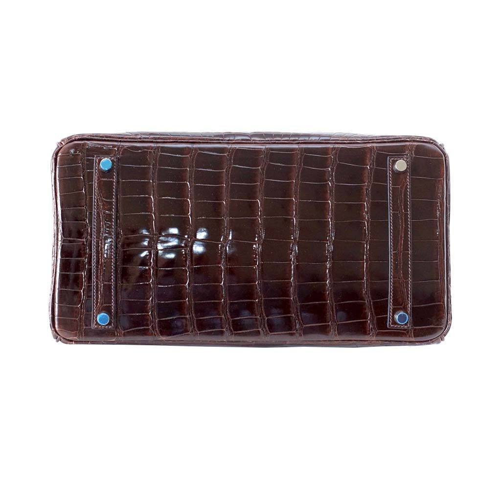 Hermes Birkin 35 Chocolate Porosus Crocodile Palladium Hardware