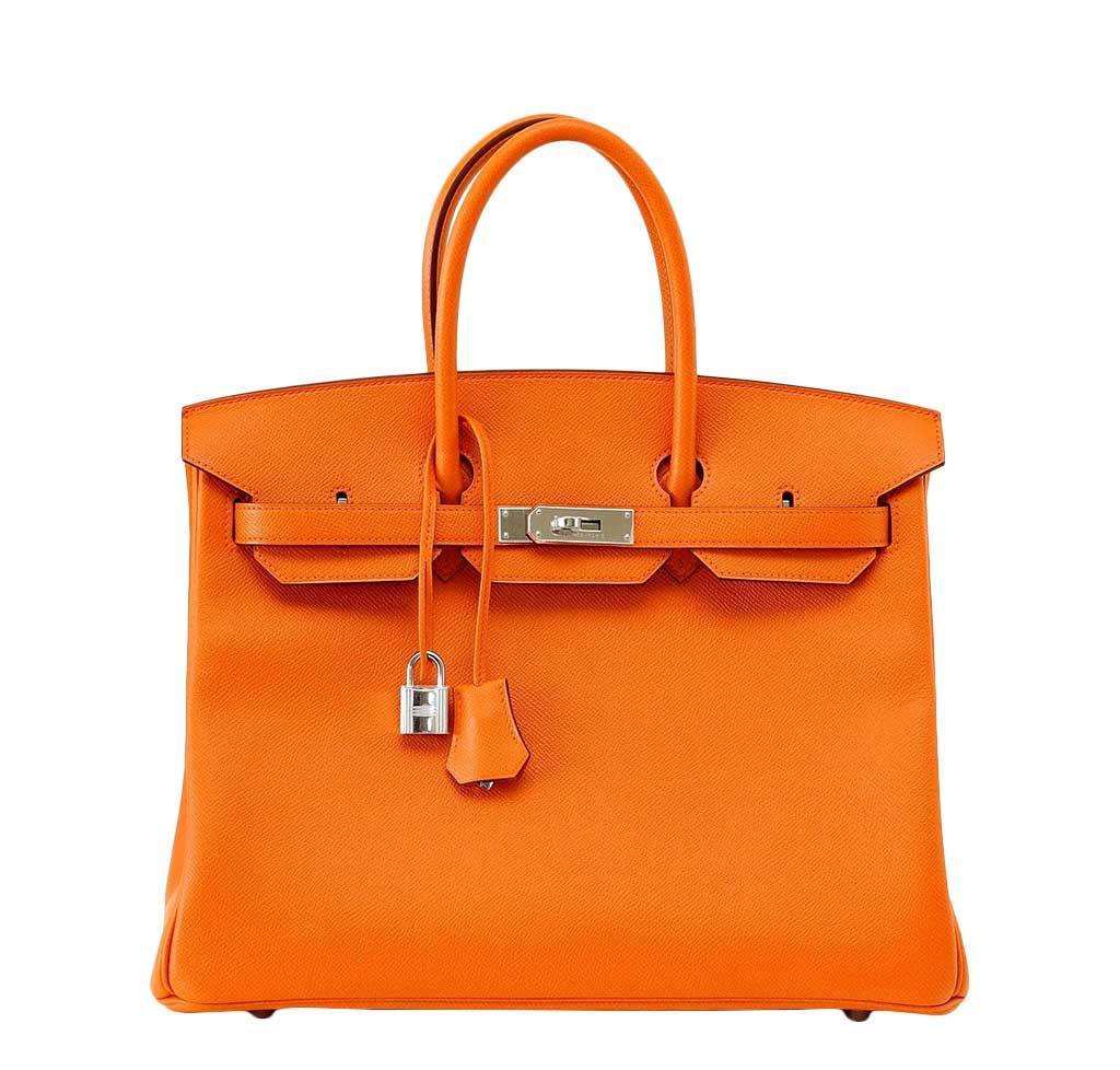 Hermes Birkin 35 Orange Epsom Leather Palladium Hardware