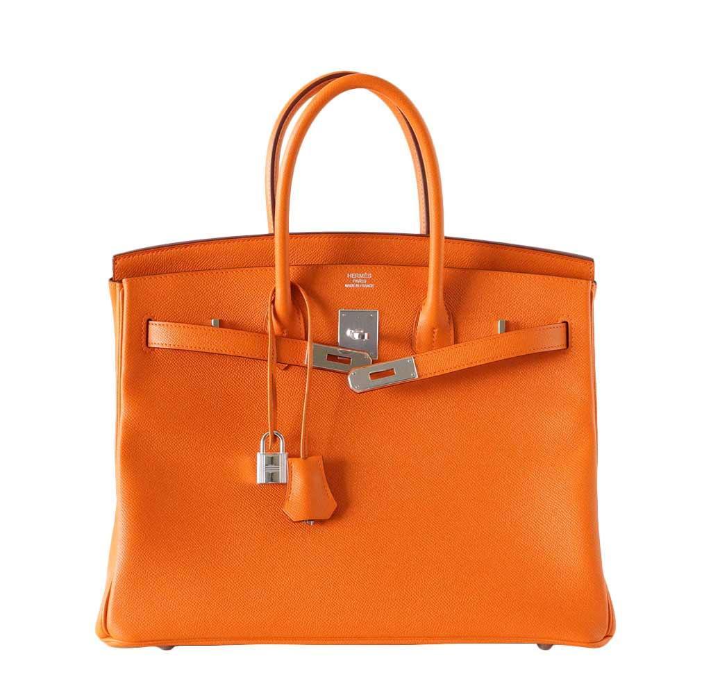 Hermes Birkin 35 Orange Epsom Leather Palladium Hardware