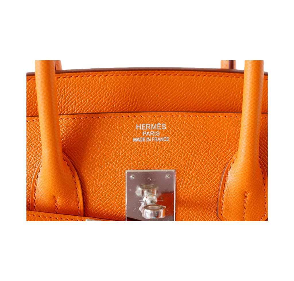 Hermes Birkin 35 Orange Epsom Leather Palladium Hardware