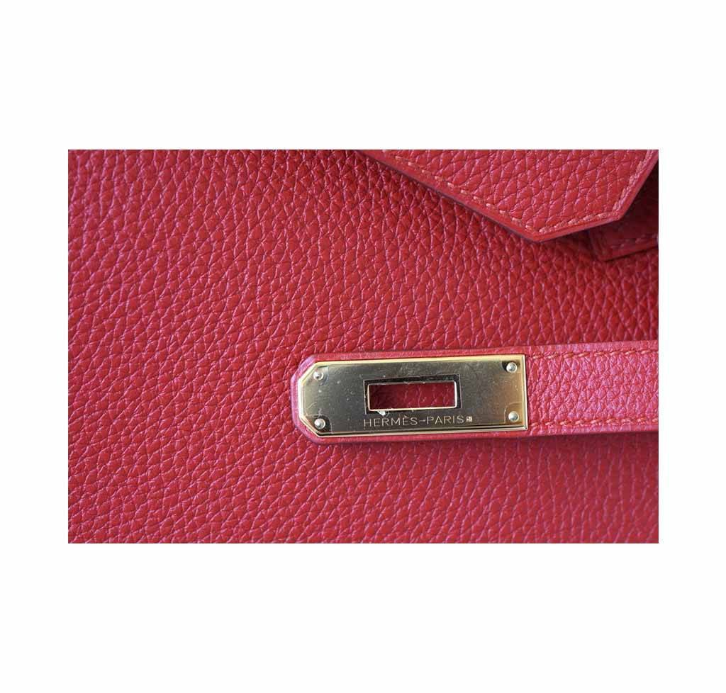 Hermes Birkin 35 Vermillion Togo Leather Gold Hardware
