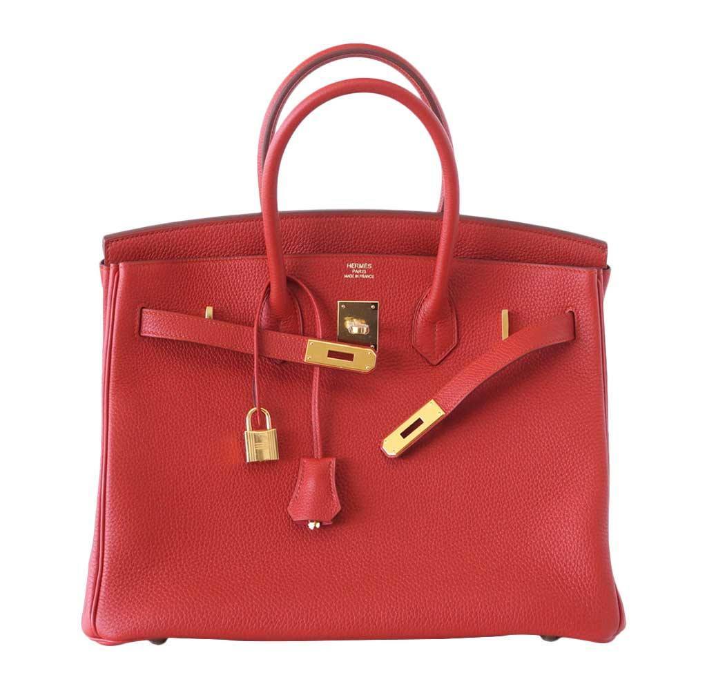 Hermes Birkin 35 Vermillion Togo Leather Gold Hardware