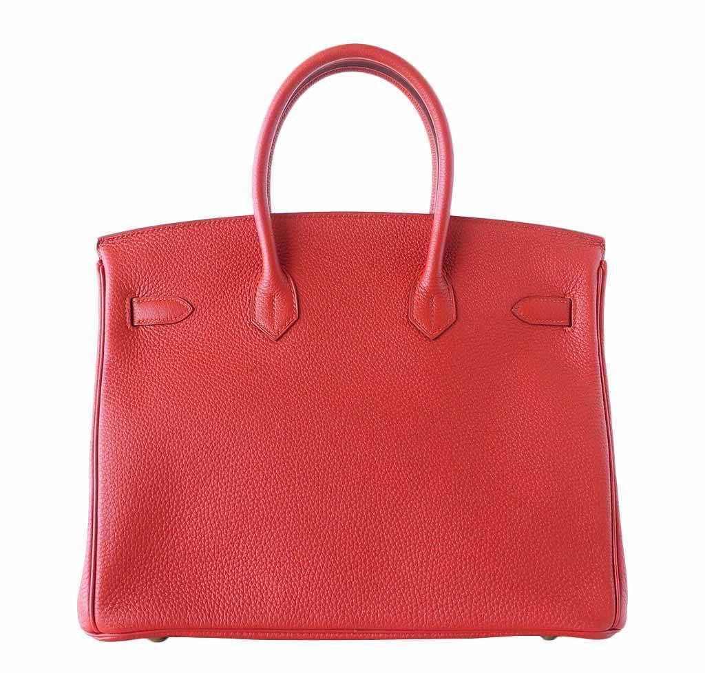 Hermes Birkin 35 Vermillion Togo Leather Gold Hardware