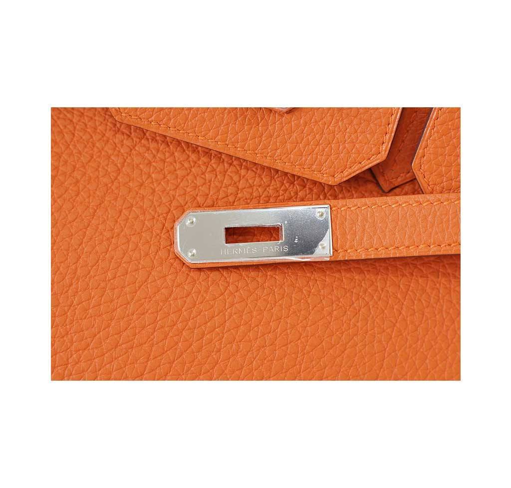 Hermes Birkin 35 Orange Togo Leather Palladium Hardware
