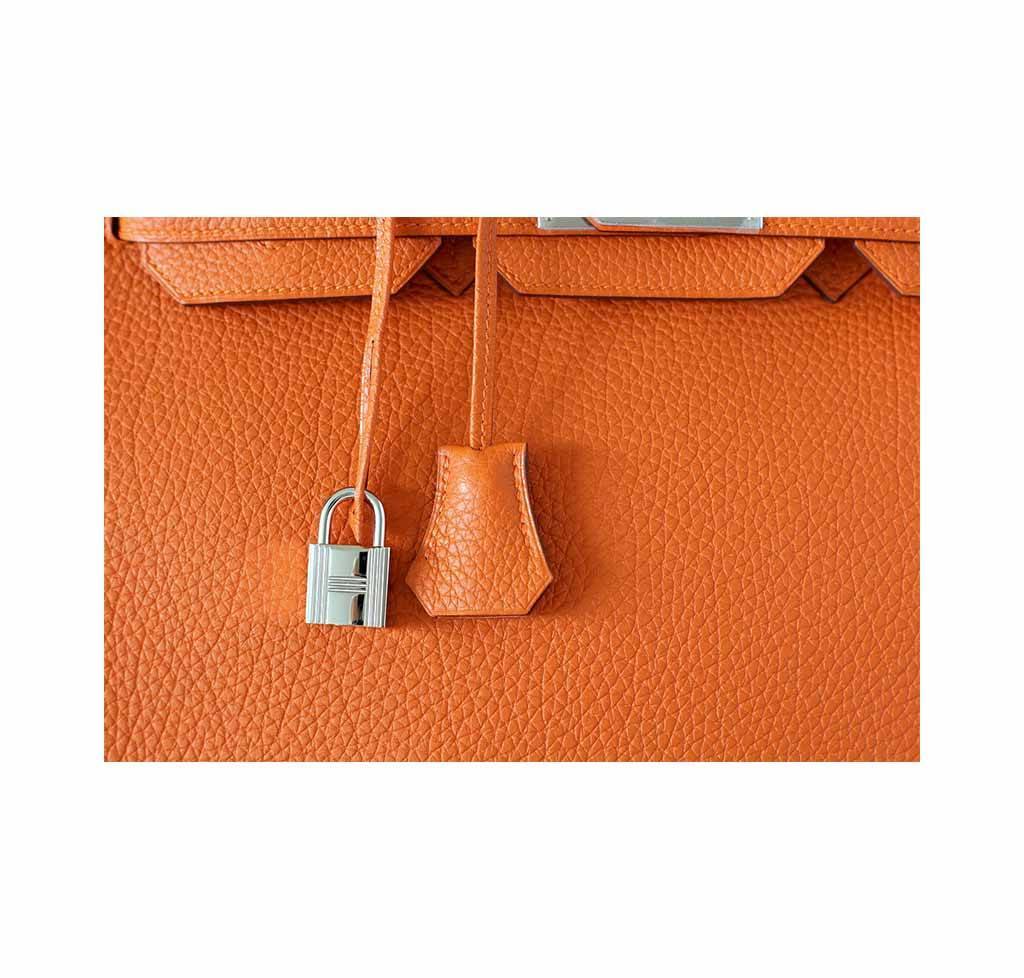 Hermes Birkin 35 Orange Togo Leather Palladium Hardware